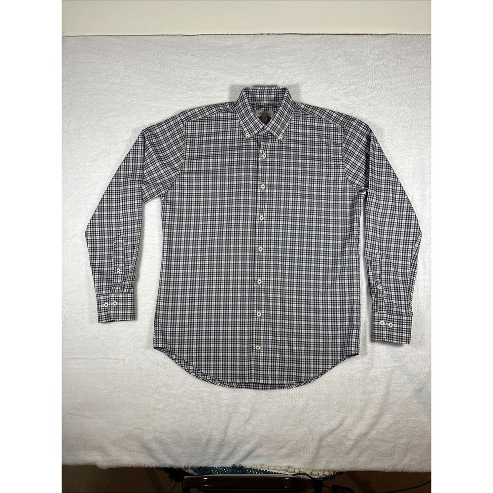 PETER MILLAR Crown Ease Stretch Worth Tartan Sport Shirt‎ Medium Button